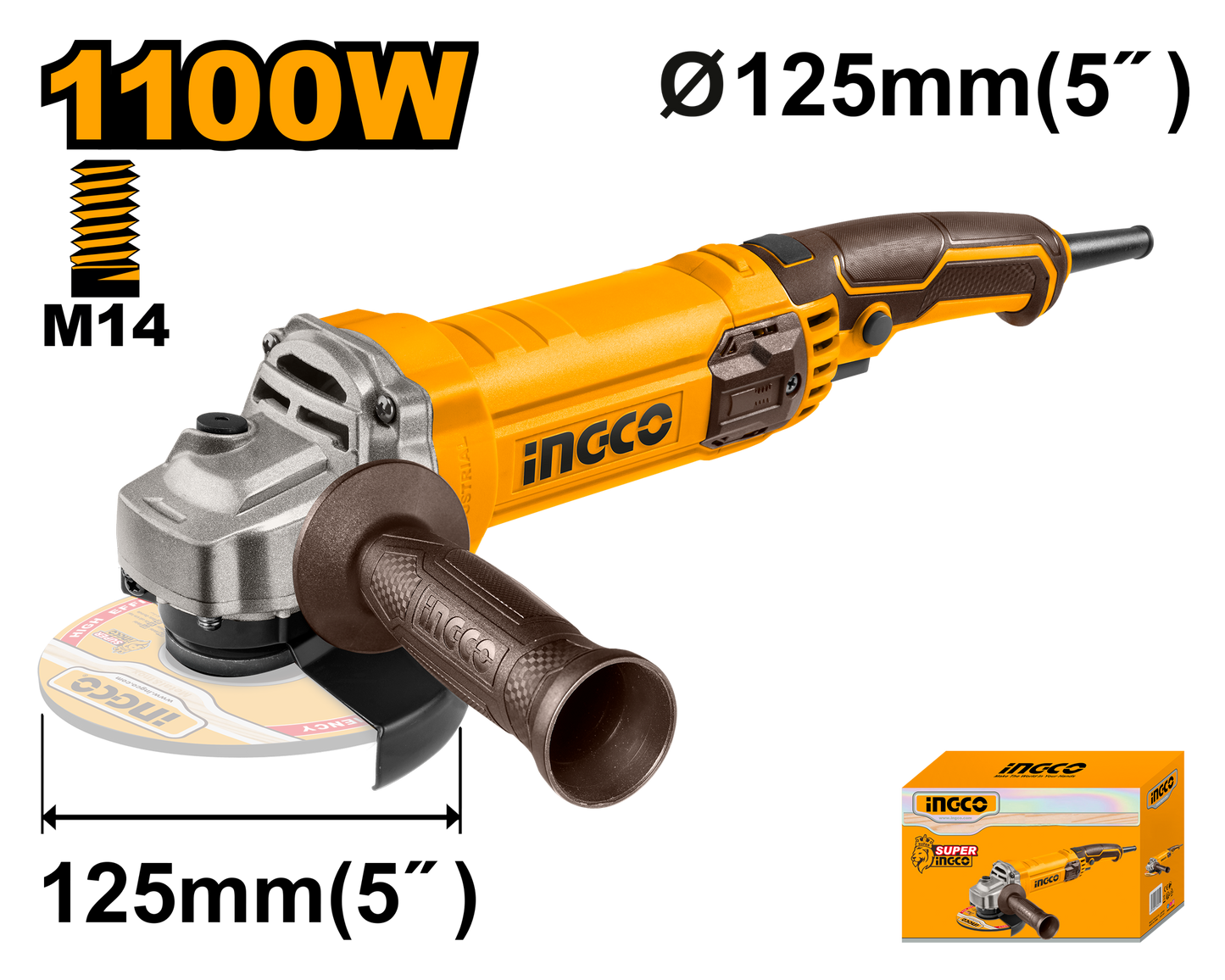 Ingco Angle Grinder 1100W 125Mm AG110038