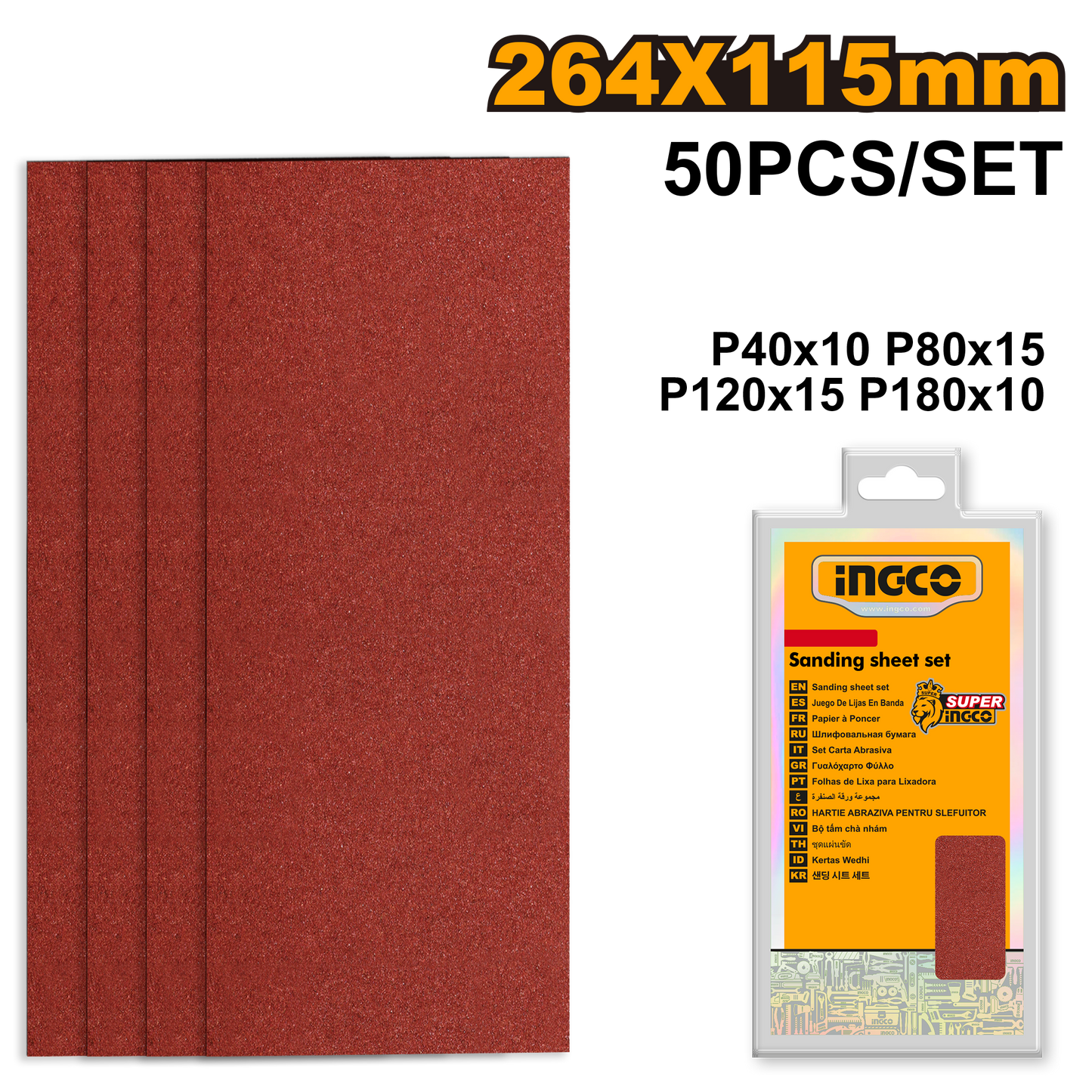 Ingco Sand Sheet Set 50Pcs AKFS2641151