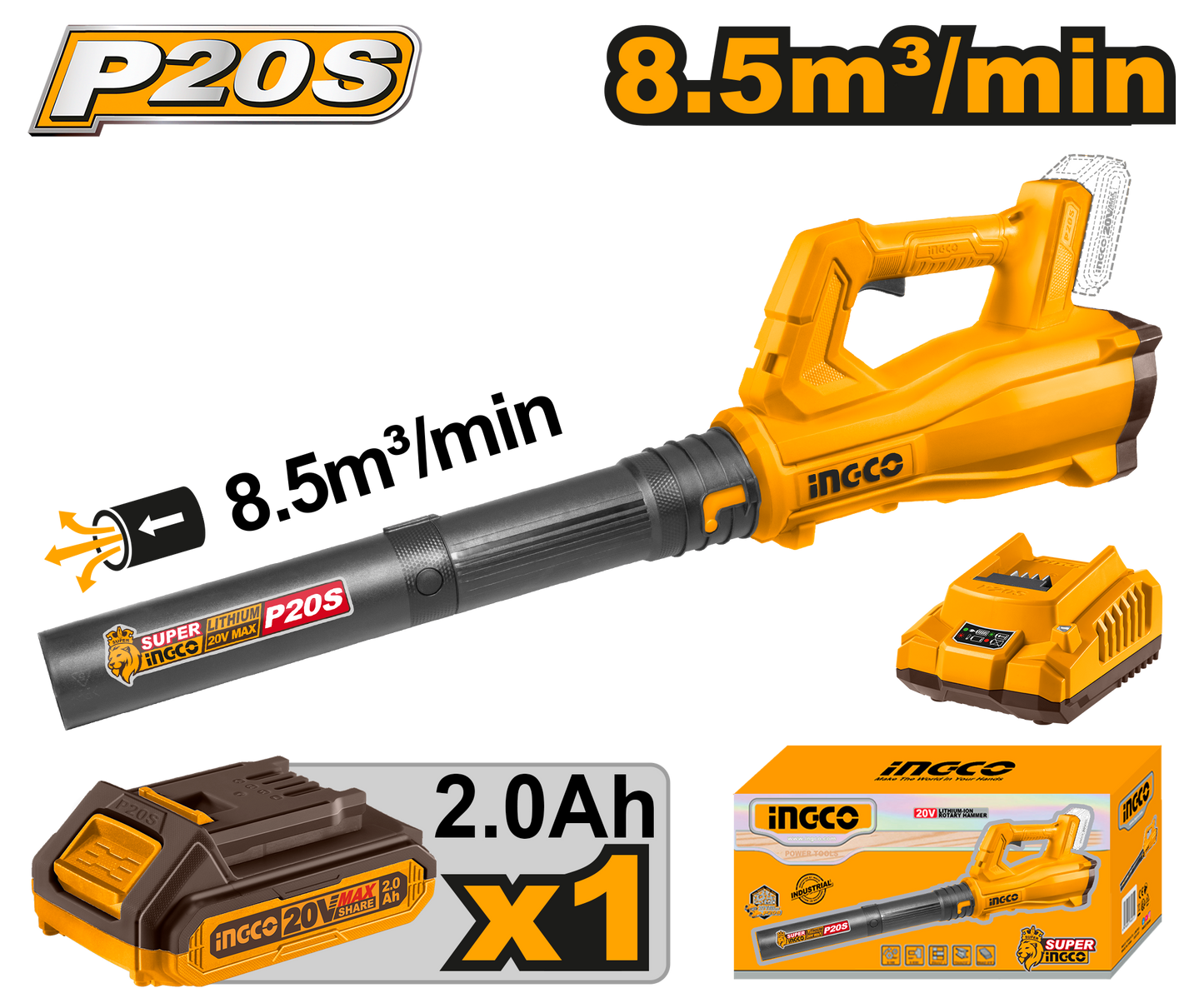 Ingco Cordless Blower 20V P20S Kit CABLI203235