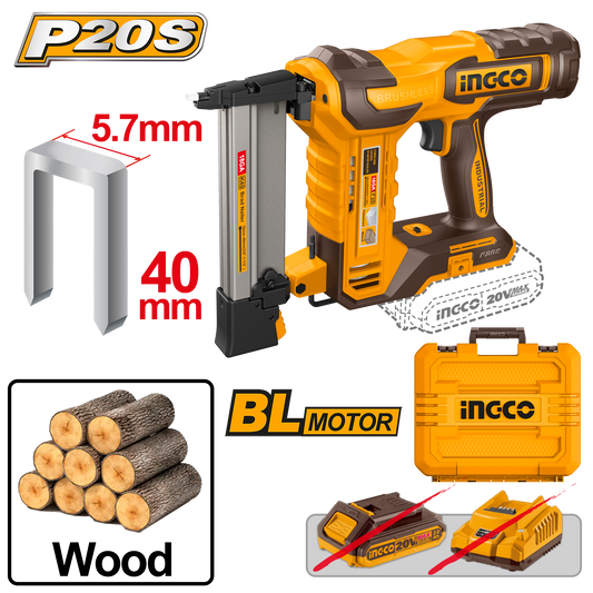 Ingco Cordless Crown Stapler 5.7X40Mm 20V (Tool only) CCSNLI6005