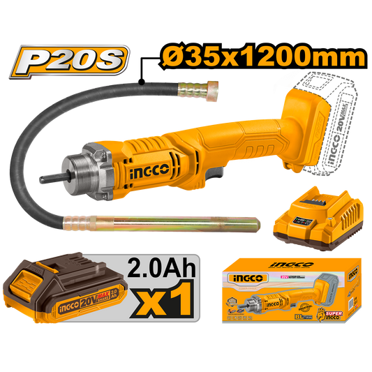 Ingco Cordless Concrete Vibrator 20V Kit CCVLI2023011