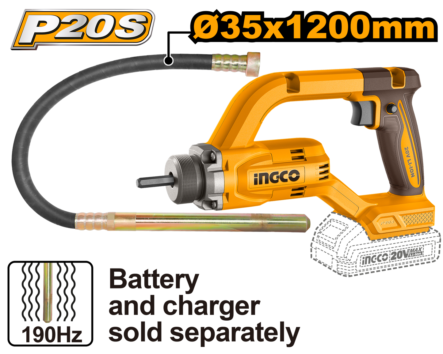 Ingco Cordless Concrete Vibrator