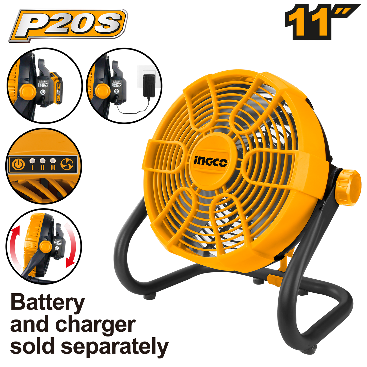 Ingco Cordless Fan 11" 20V (Tool Only) CFALI2002