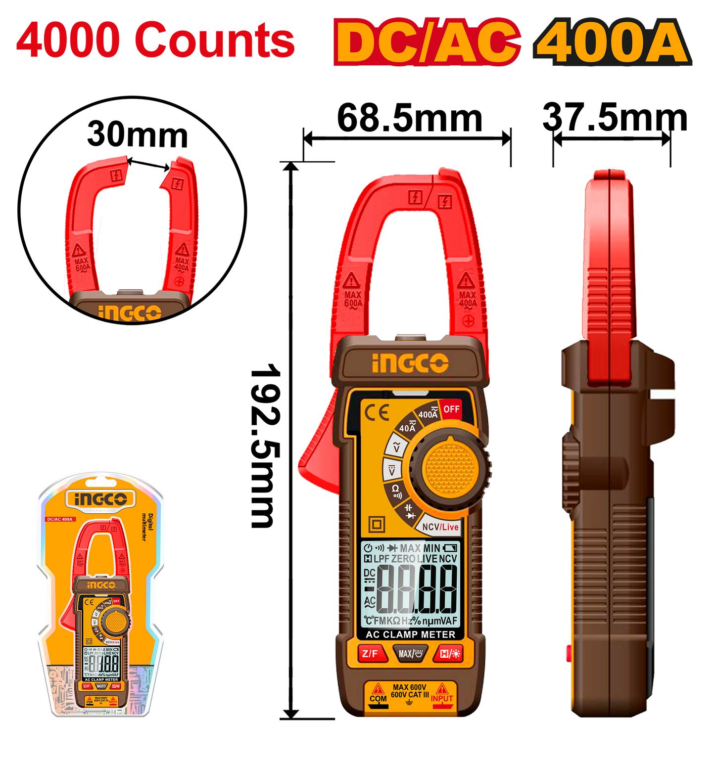 Ingco DC/AC Clamp Meter