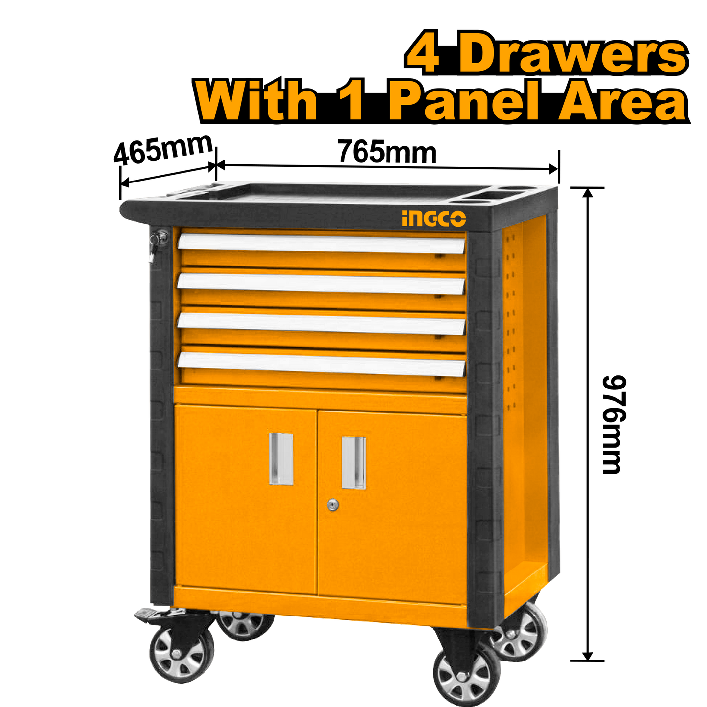 Ingco Roller Cabinet 4 Draw 765x465x976mm HDTC01042