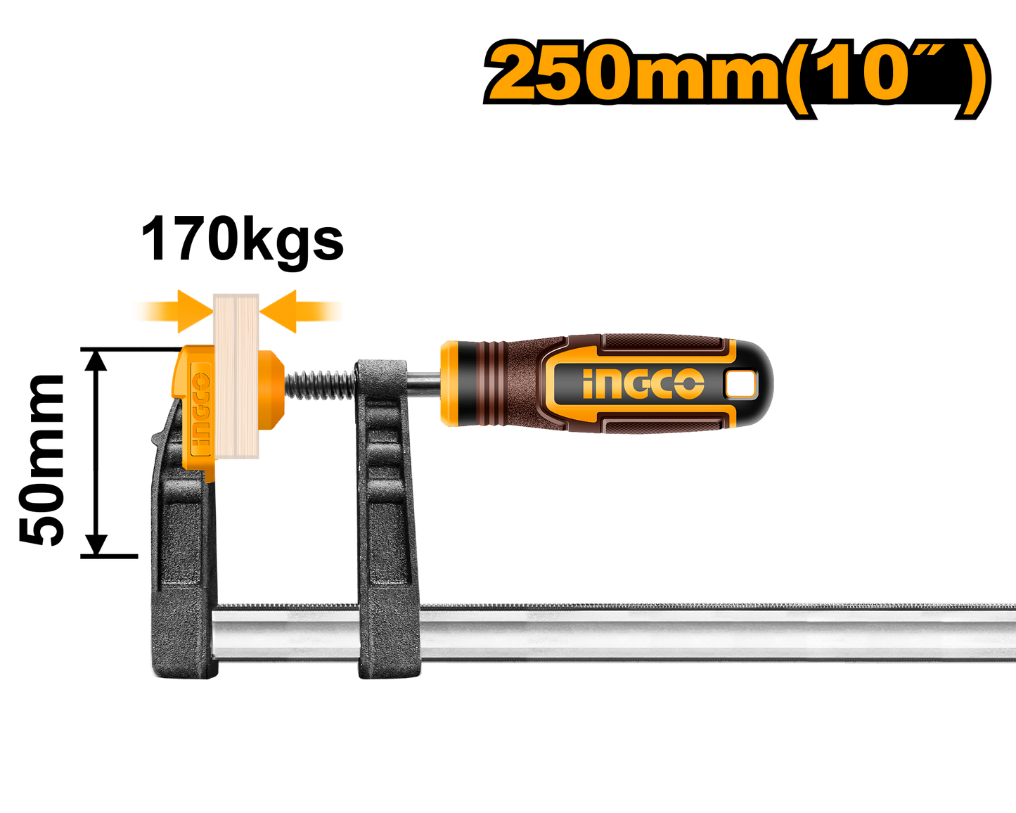 Ingco Clamp F 50X250Mm Plas Hnd HFC020503