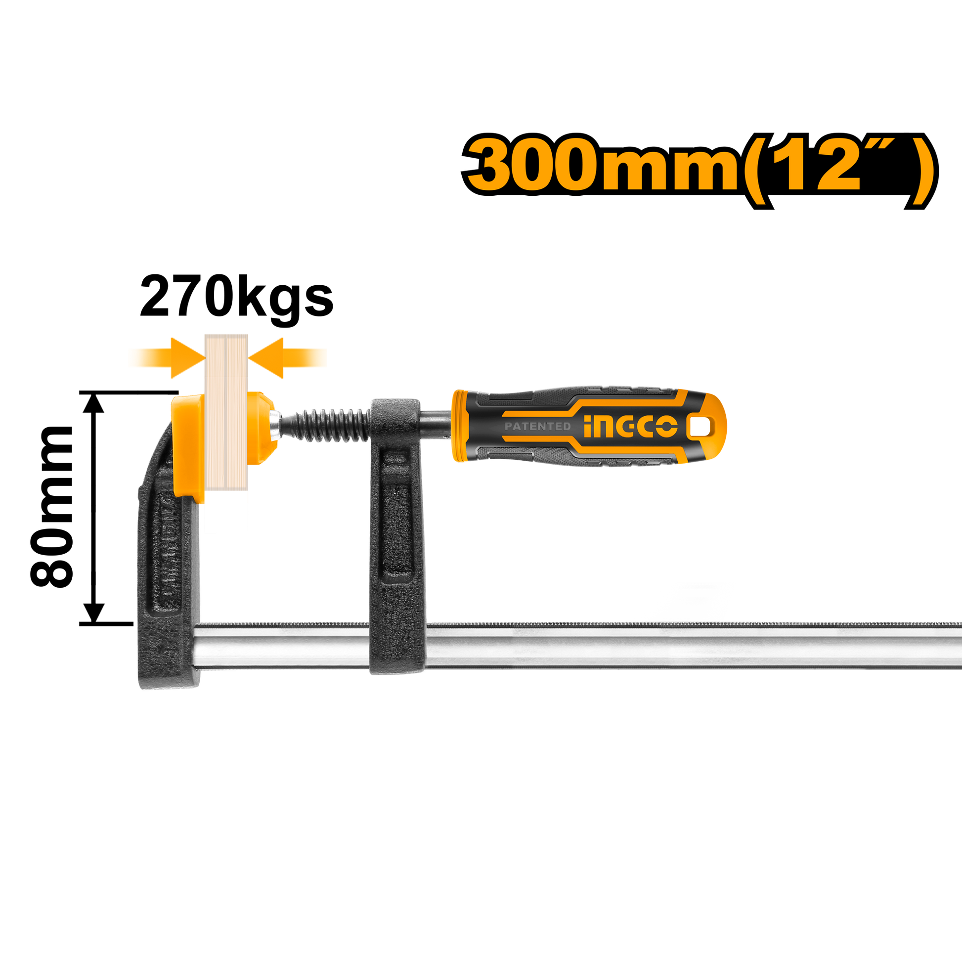 Ingco Clamp F 80X300Mm Plas Hnd HFC020802