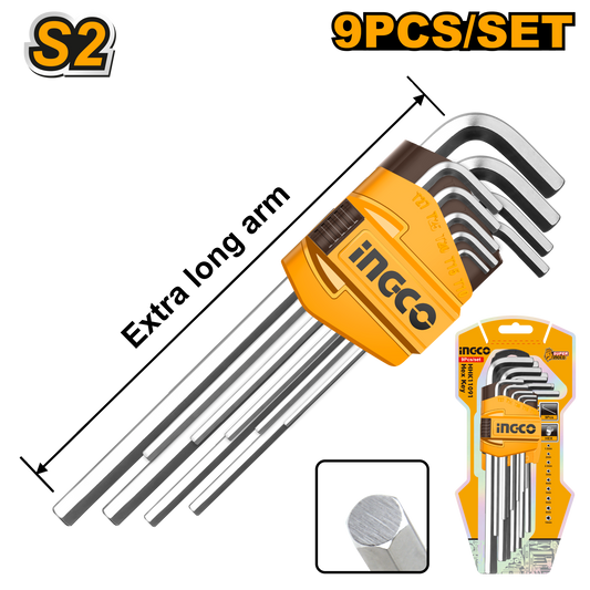 Ingco A/Key 9Pc 1.5-10Mm Xlong Crv