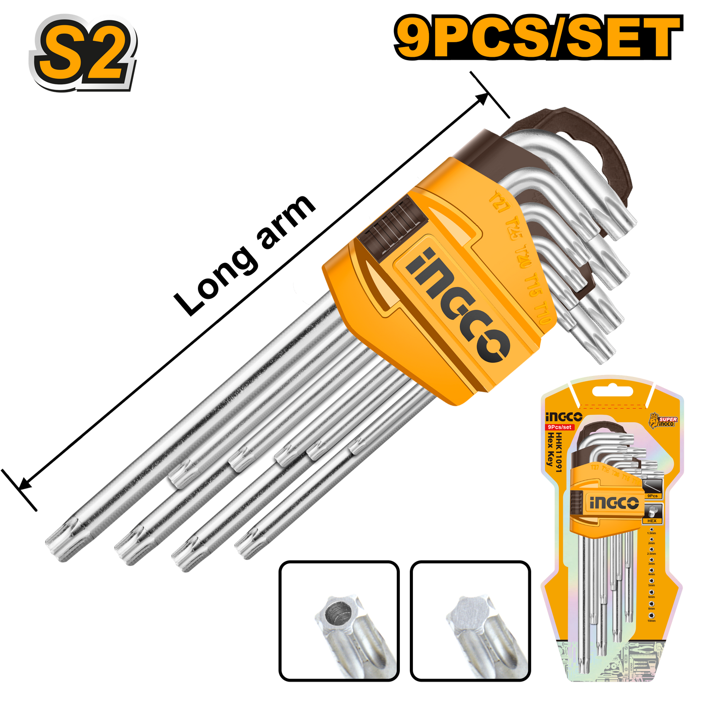Ingco A/Key 9Pc Torx T10-T50 Crv