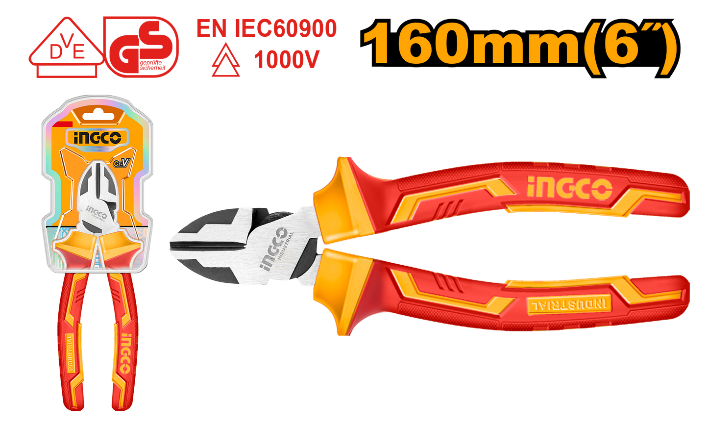 Ingco Plier Vde 1000V 160Mm Diagonal