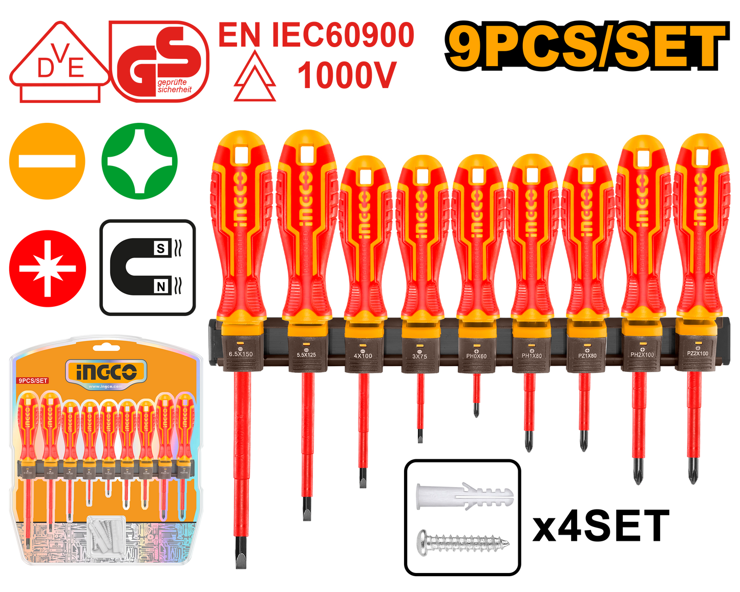 Ingco S/Driver Set Vde 9Pc