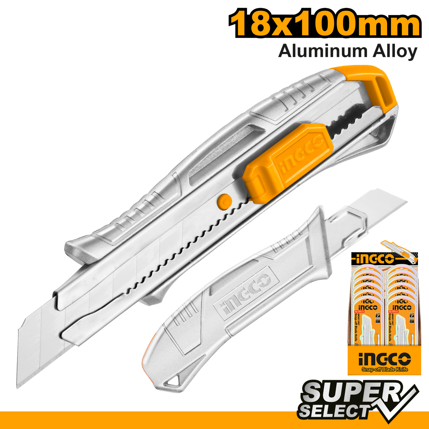 Ingco Knife 100Mm S/Off 18Mm Alum