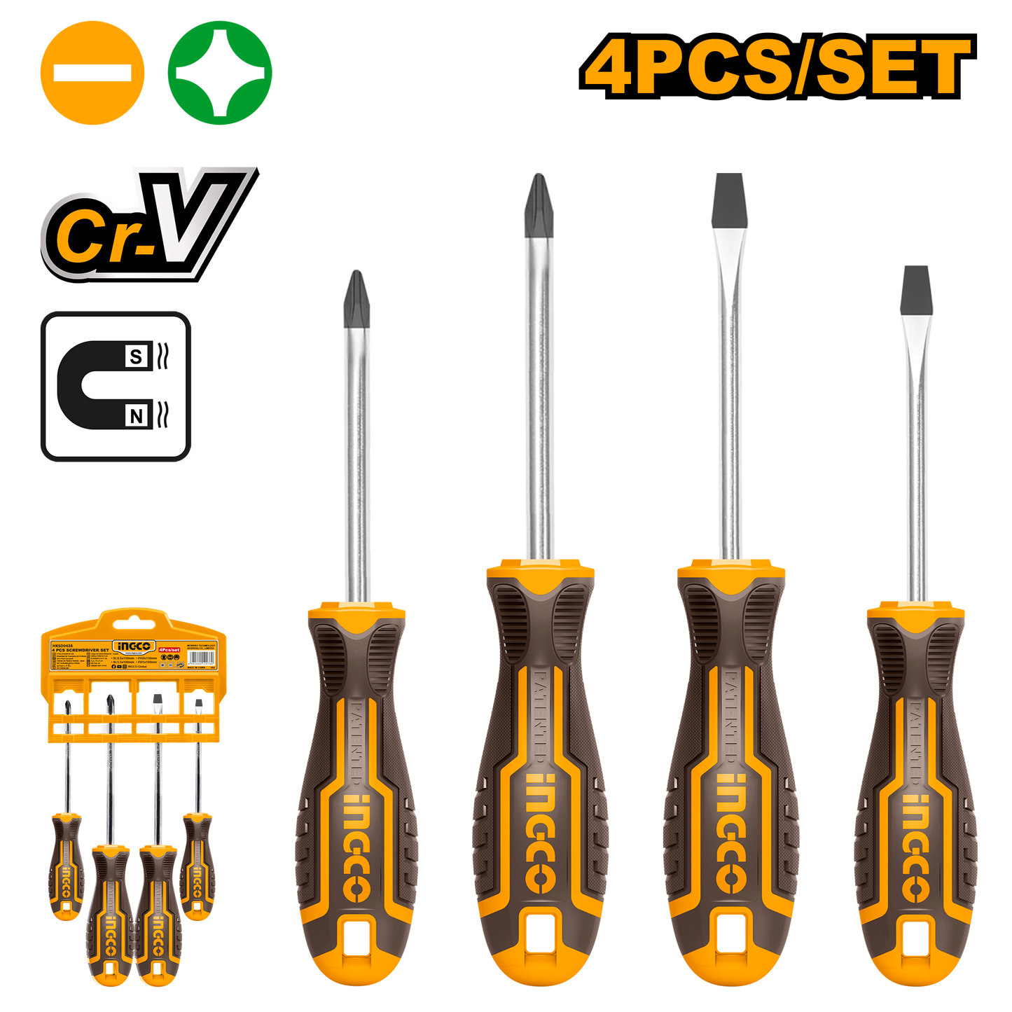 Ingco S/Driver Set Card Crmo 4Pc
