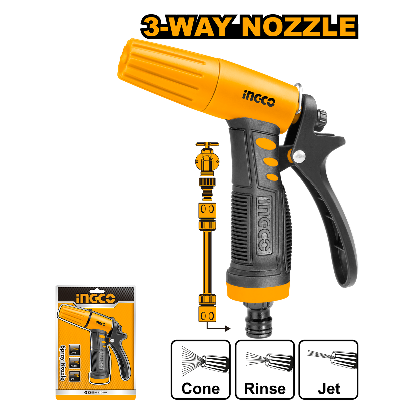 Ingco Plastic 3-Way Trigger Spray Nozzle HWSG032