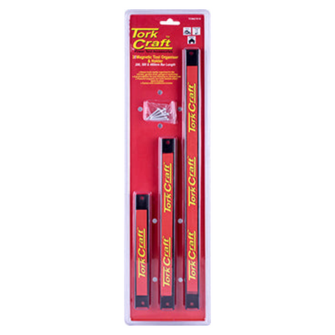 Tork Craft Magnetic Tool Organiser/Holder 3 Piece Set 200-305-460Mm Bar Length TCMG7018