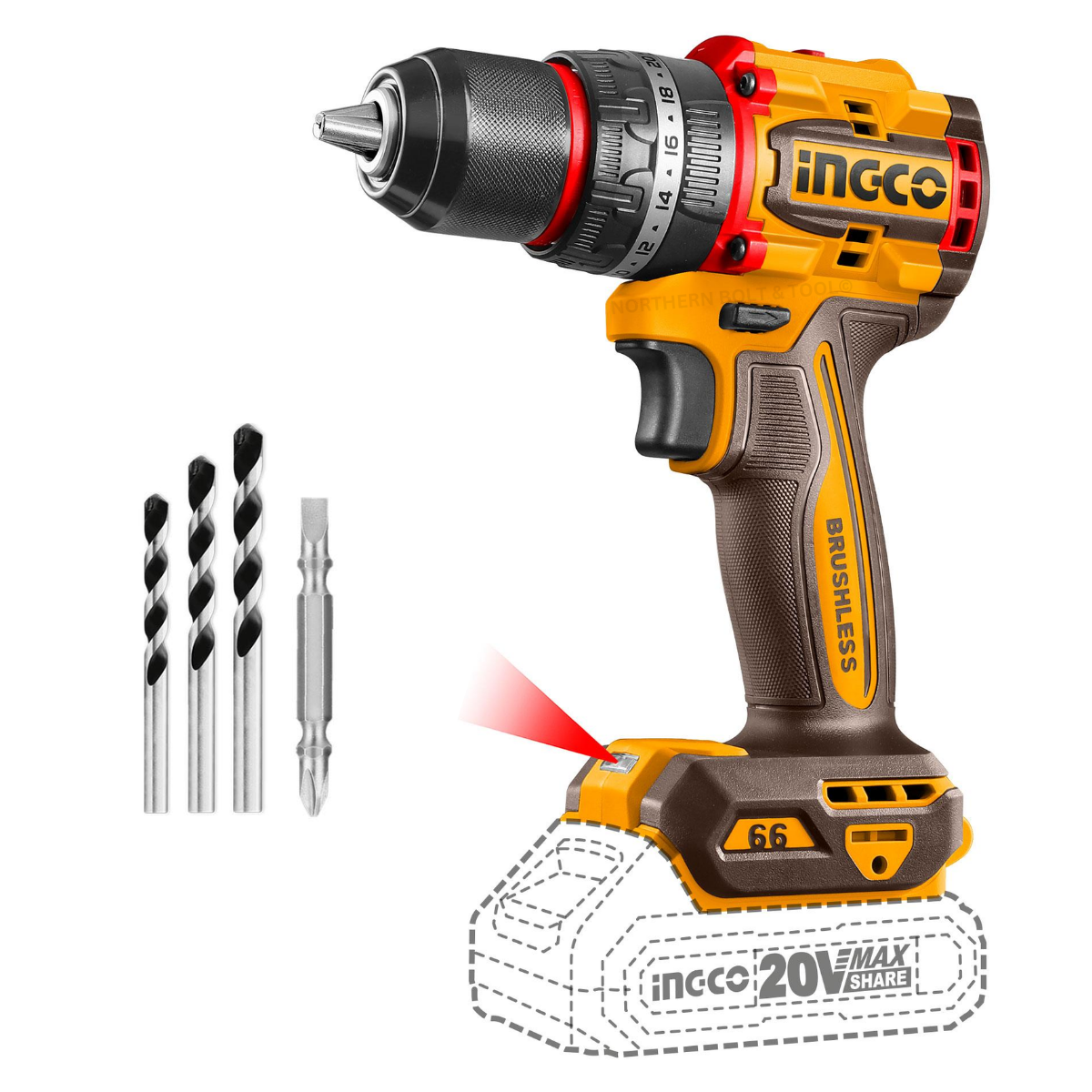 Special Ingco Cordless Impact Drill 66Nm Brushless 20v (Compact