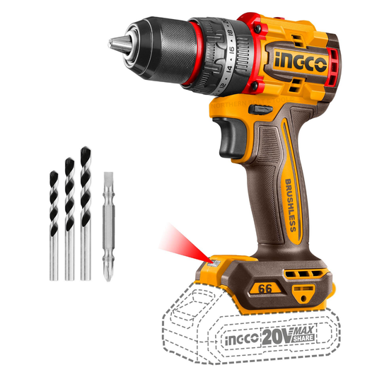 Ingco Cordless Impact Drill (Compact) 66Nm Brushless - Tool Only CIDLI206681