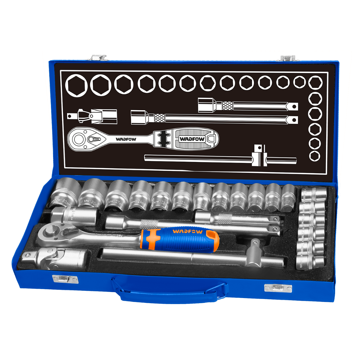 Wadfow 1/2" Drive socket set 24 Piece WST2L24