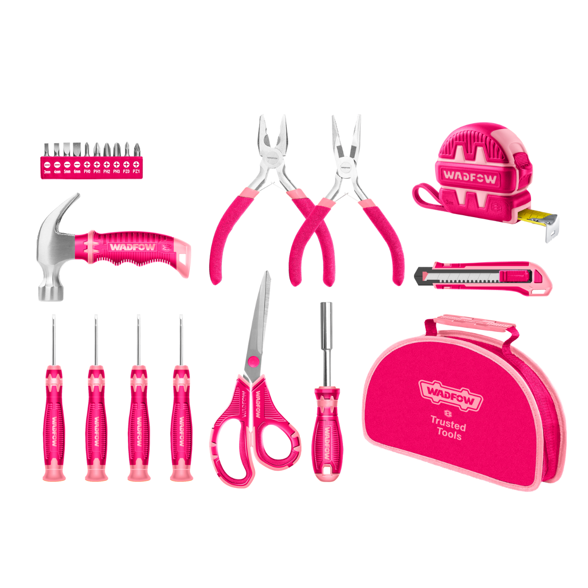 Wadfow 22 Piece Pink hand tools set WHS1M22