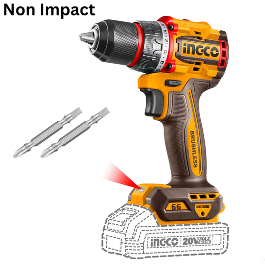 Ingco Cordless Compact Drill 66Nm Brushless 20V (Tool Only) - Non Impact CDLI206681