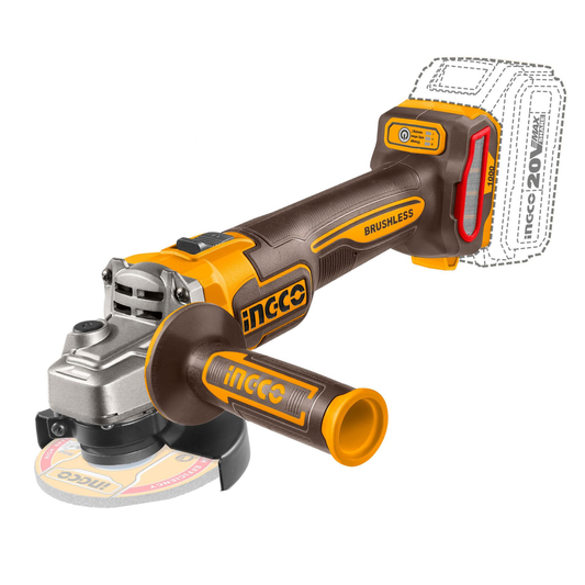 Ingco Cordless Angle Grinder 1000W 20V (Tool Only) CAGLI27153