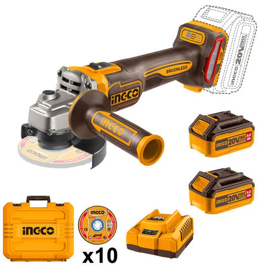 Ingco Cordless Angle Grinder 1200W 115mm 20V Kit CAGLI2211532