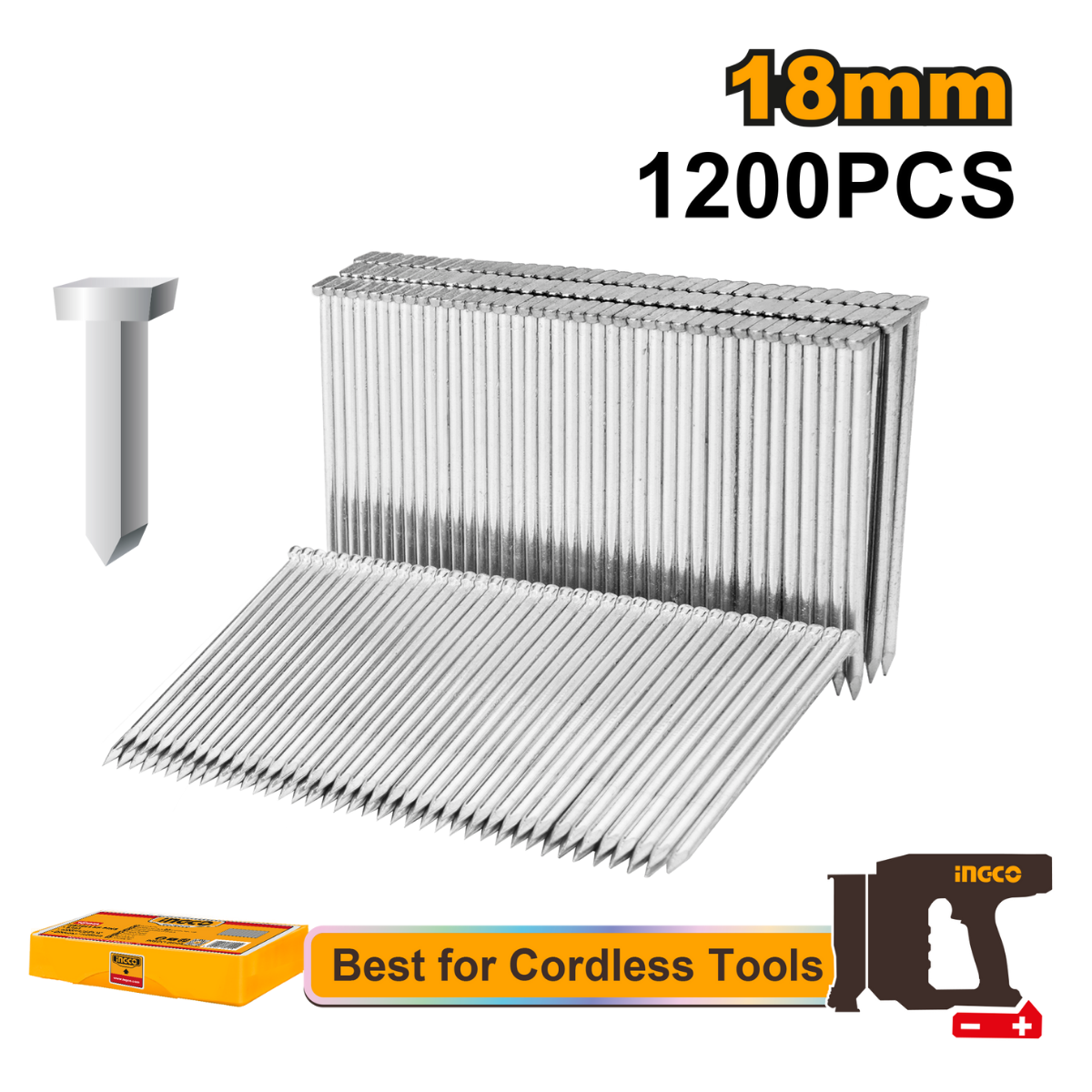 Ingco Concrete Nails 6.4X2.2Mm 1200Pcs
