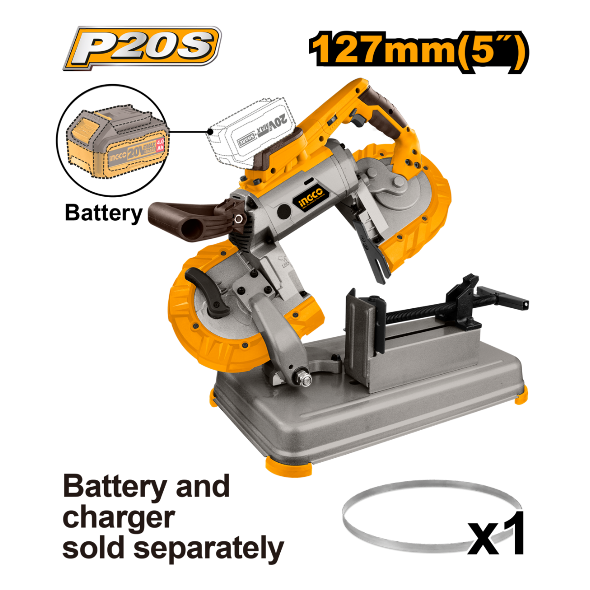 Ingco Cordless Band Saw 20V (Tool Only) CBSLI20127