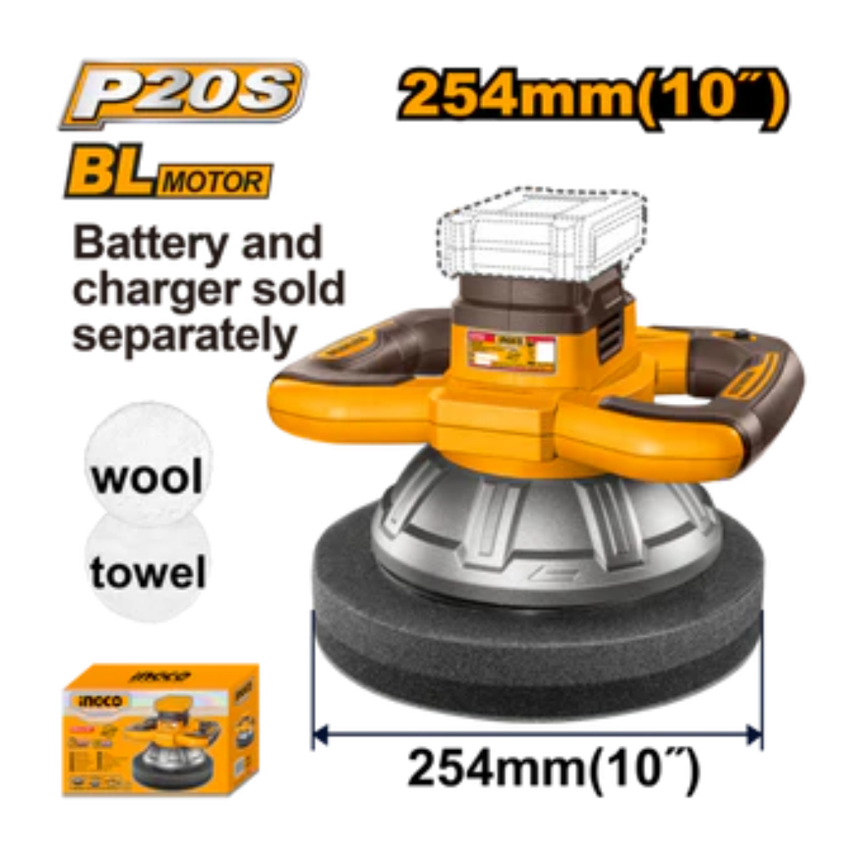 Ingco Cordless Polisher 10" 20V (Tool Only) COPLI202548
