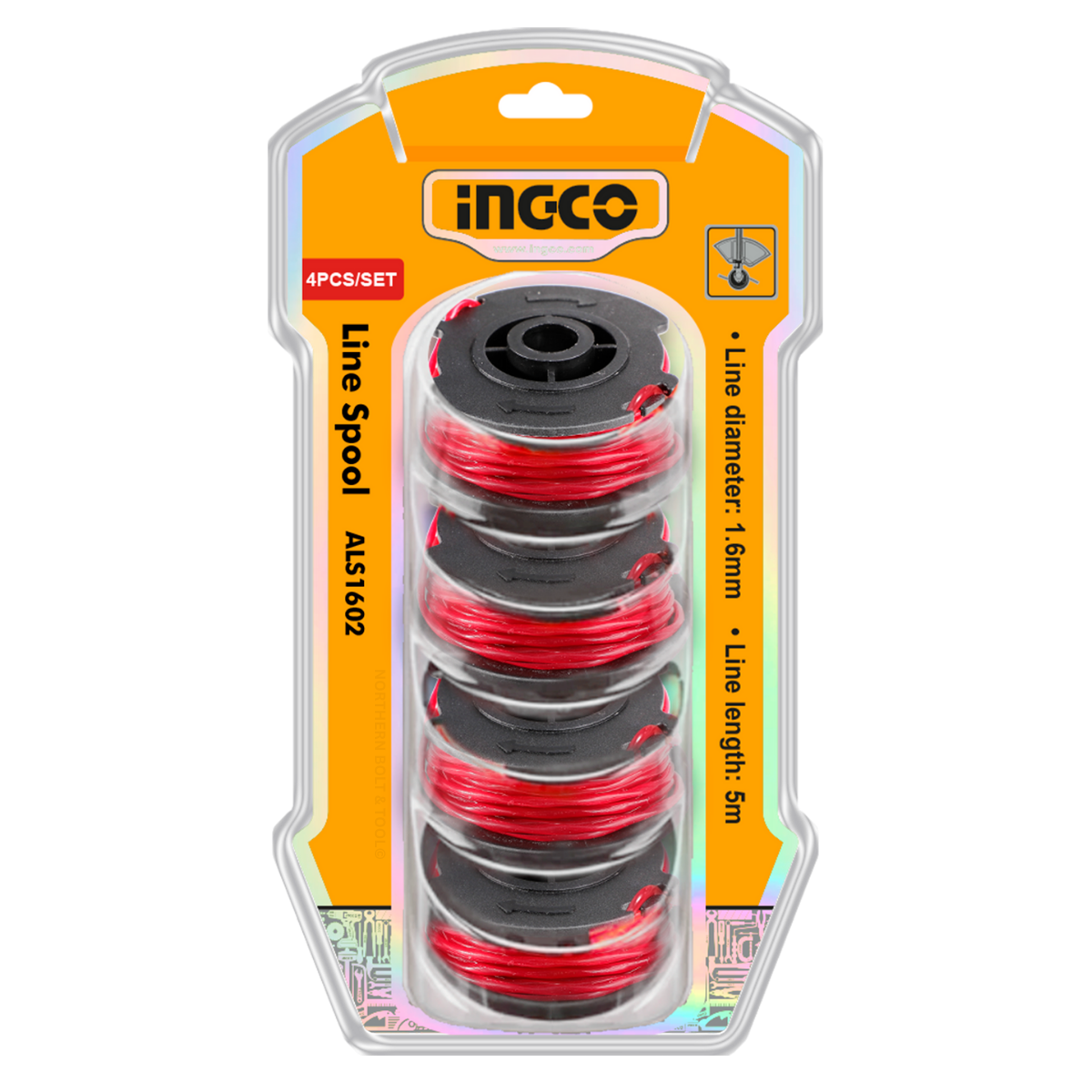 Ingco Trim Line 1.6Mm X 5M Spiral Line 4Pc ALS1602