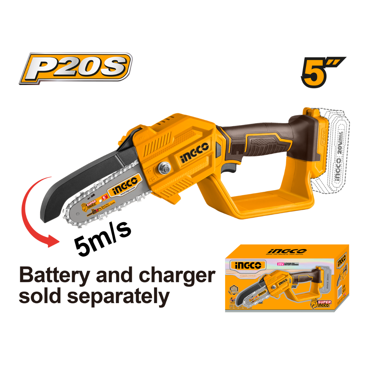 Ingco Cordless Pruner Saw 5" 20V (Tool only) CGSLI2058