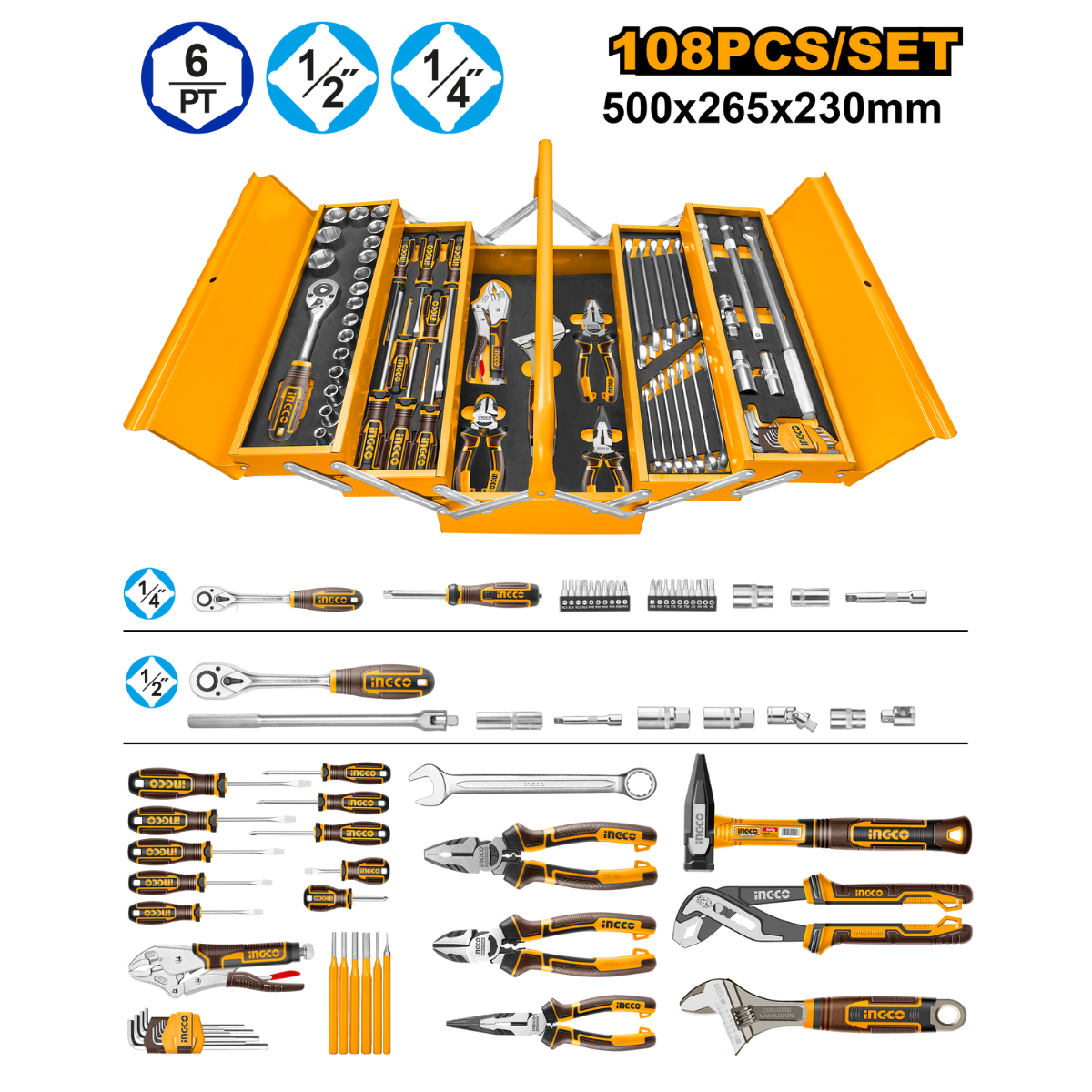 Ingco Toolbox 108 Pcs HTCS151081