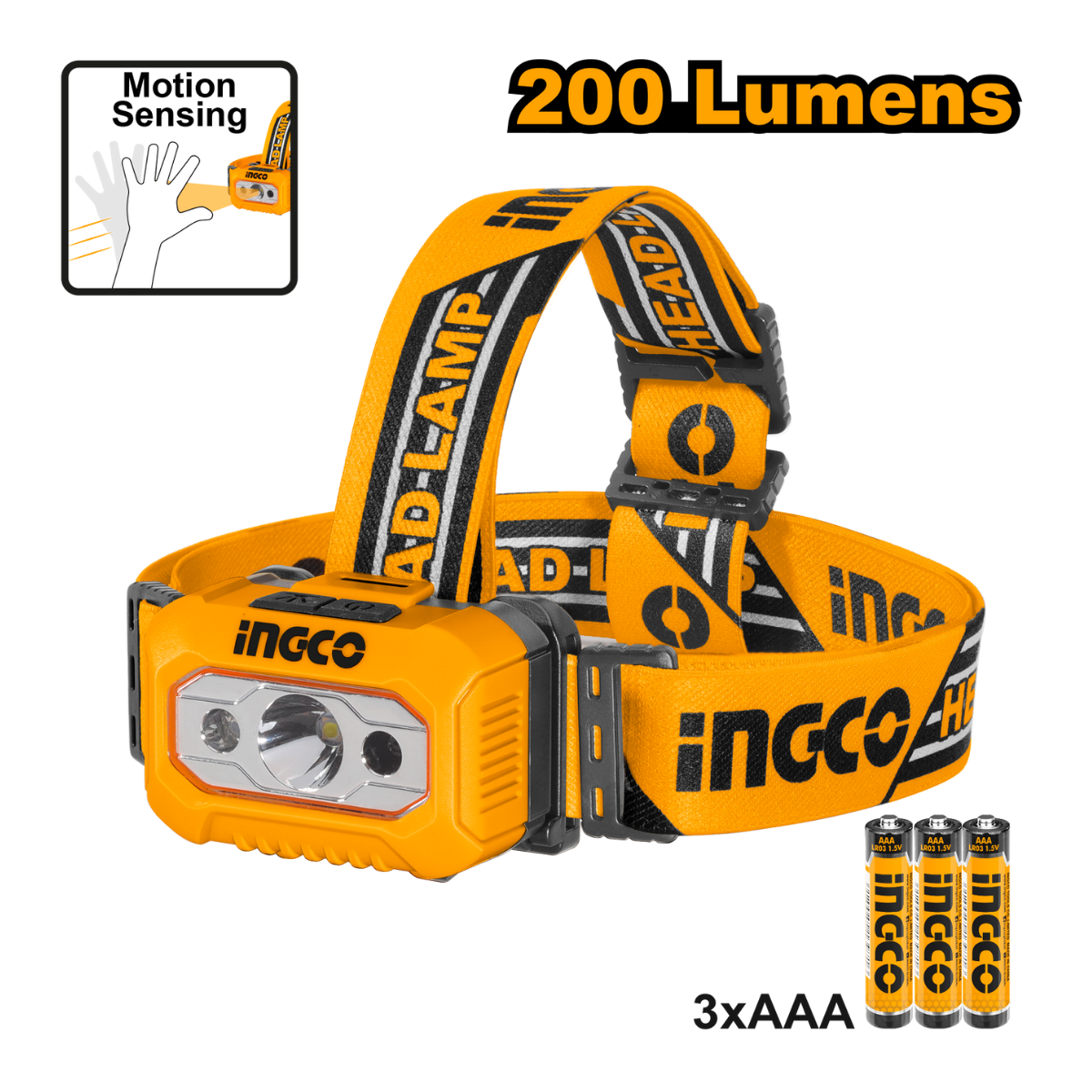 Ingco Headlamp 91m Beam 200 Lumen