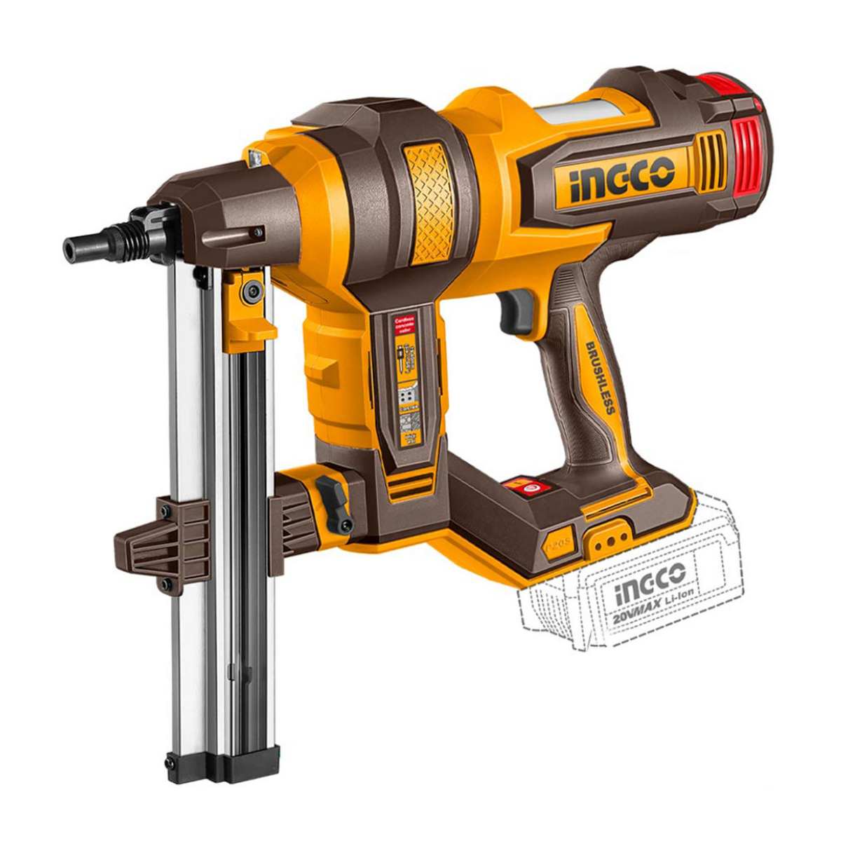 Ingco Cordless Concrete Nailer 15-40mm 20V (Tool only) CCNLI9005