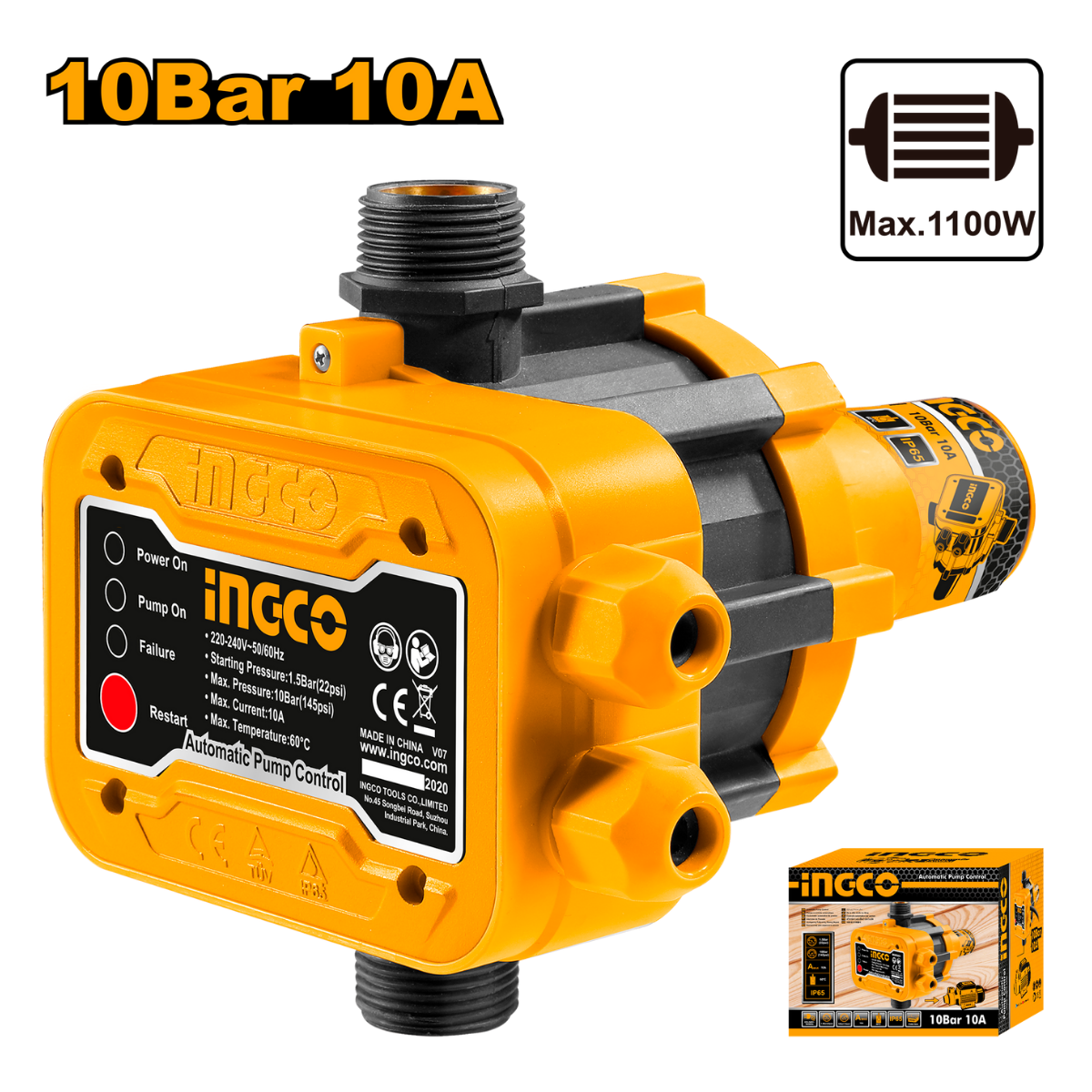 Ingco Automatic Pump Control 10 Bar/10A With Pressure Switch