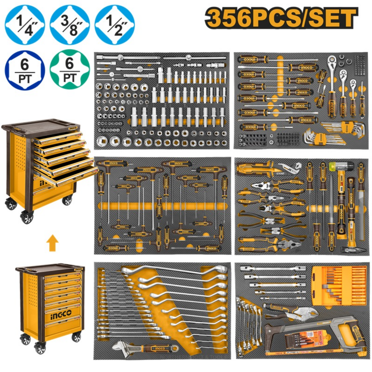 Ingco 356Pcs Tool Chest Set HTCS273561