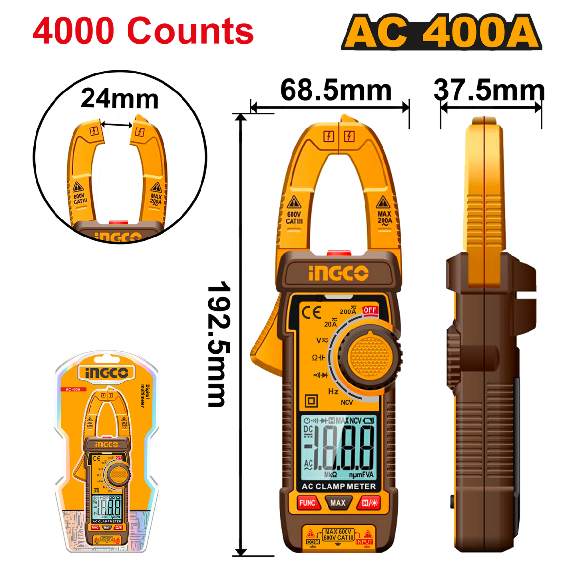 Ingco Clamp Meter 400AMP