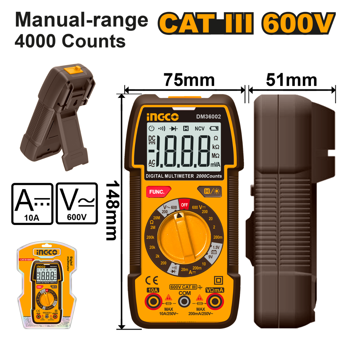 Ingco Multimeter Digital AC/DC 600V