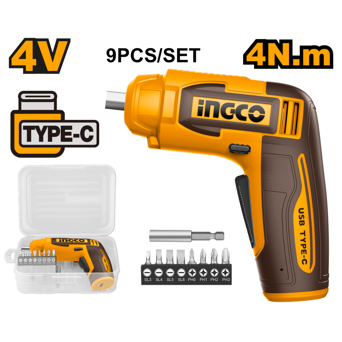 Ingco Cordless Screwdriver 4Nm 4V