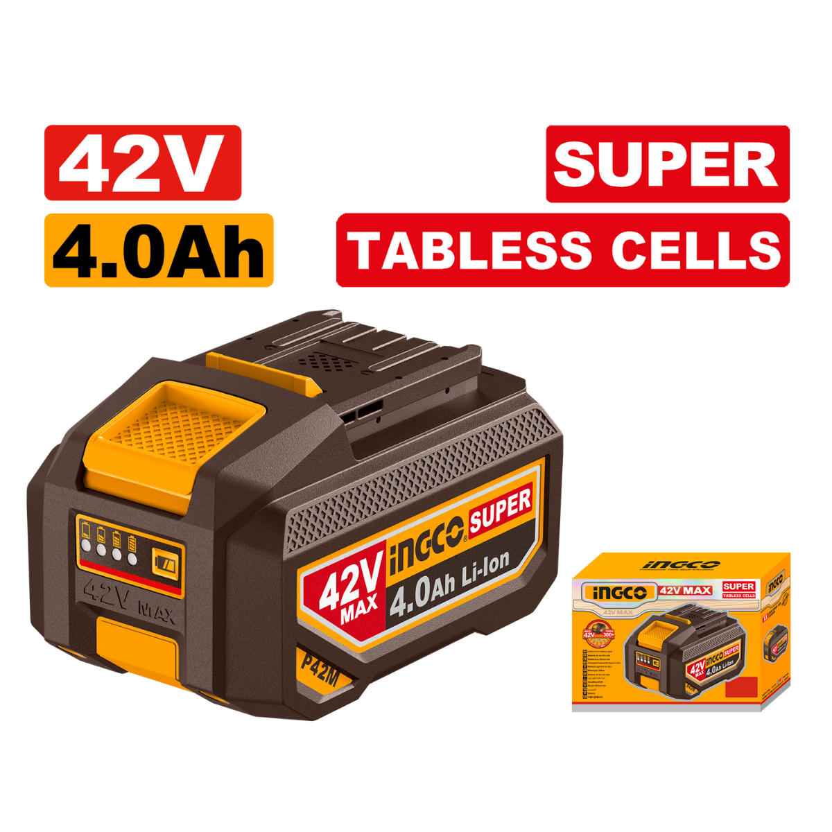 Ingco 42V Battery Pack 4Ah Li-Ion P42M