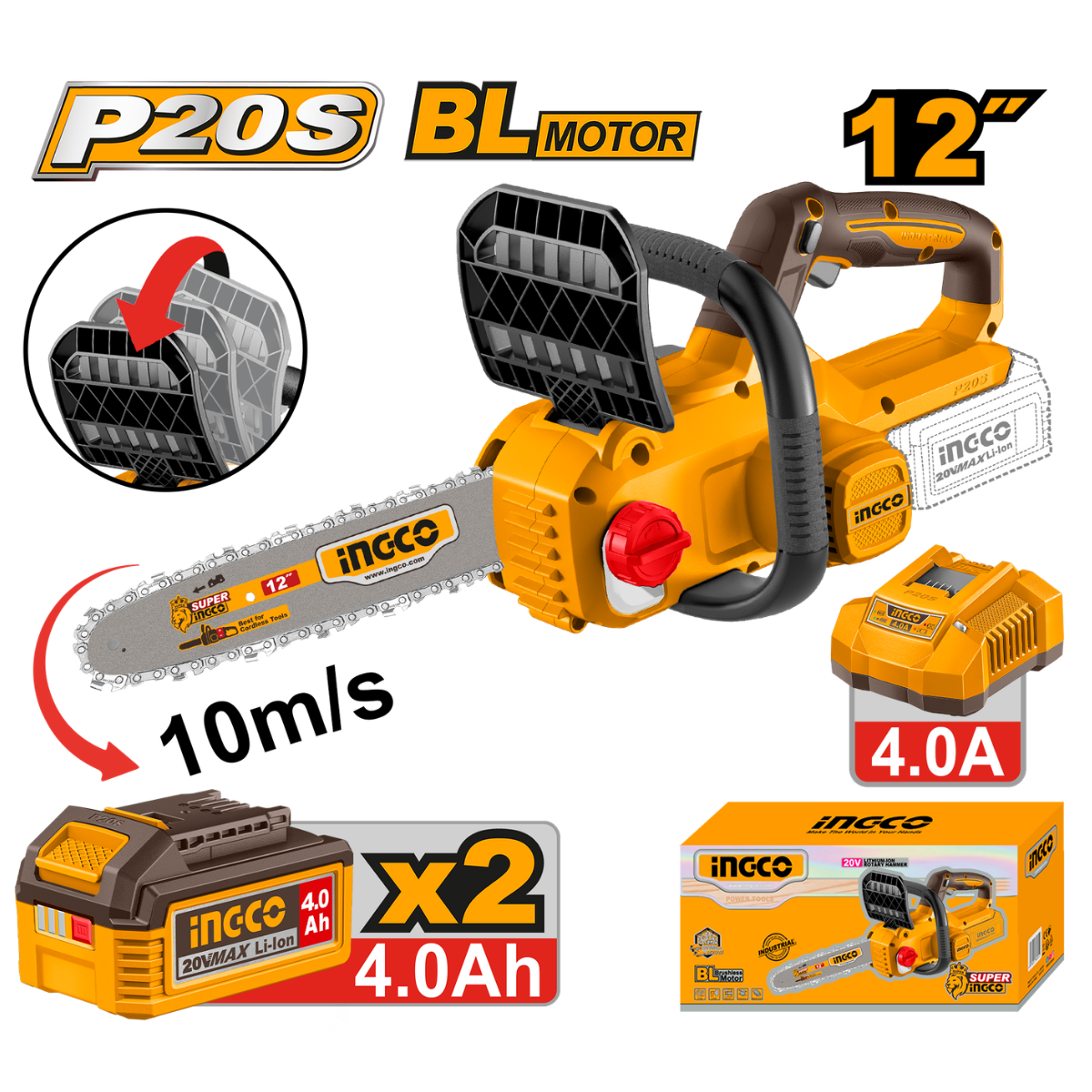 Ingco Cordless Chainsaw 12" 20V Kit