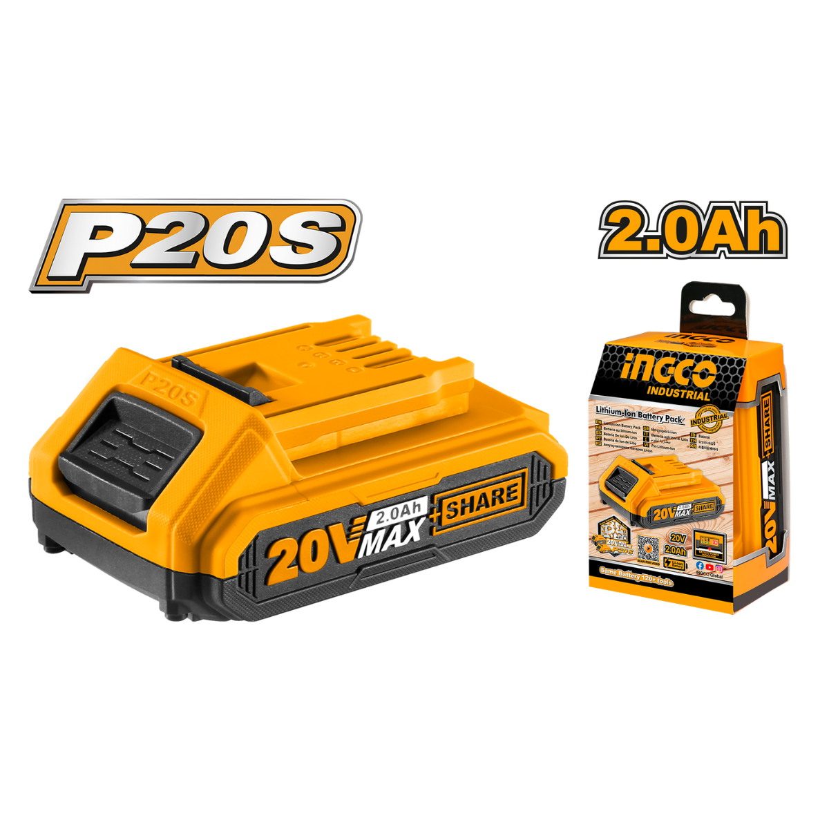 Special - Ingco 2Ah Spare Battery 20V P20S For All Ingco Cordless Tools Carton (Qty 12)