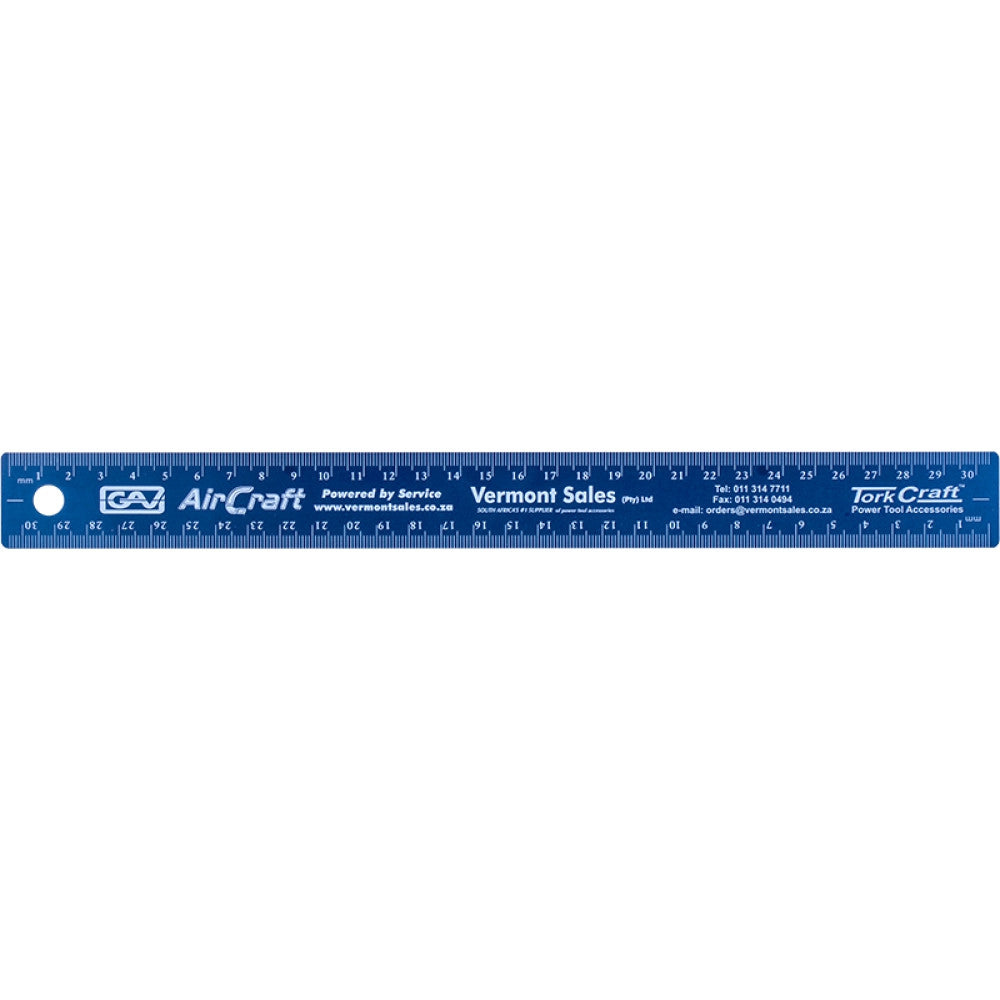 Tork Craft 300Mm Cork Backed Stainless Steel Ruler Blue