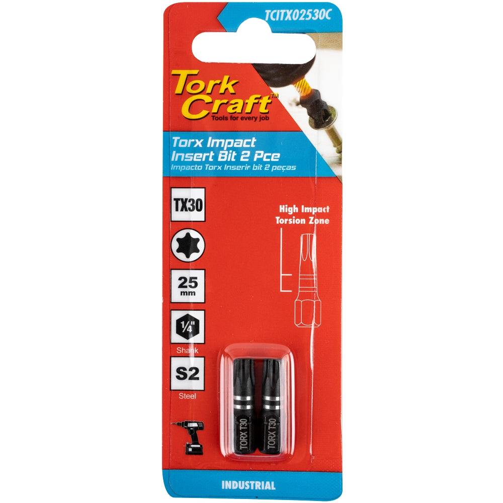 Tork Craft Torx Tx 30 Impact Insert Bit 25Mm 2Pc Carded