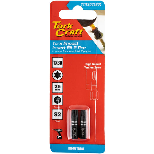Tork Craft Torx Tx 30 Impact Insert Bit 25Mm 2Pc Carded
