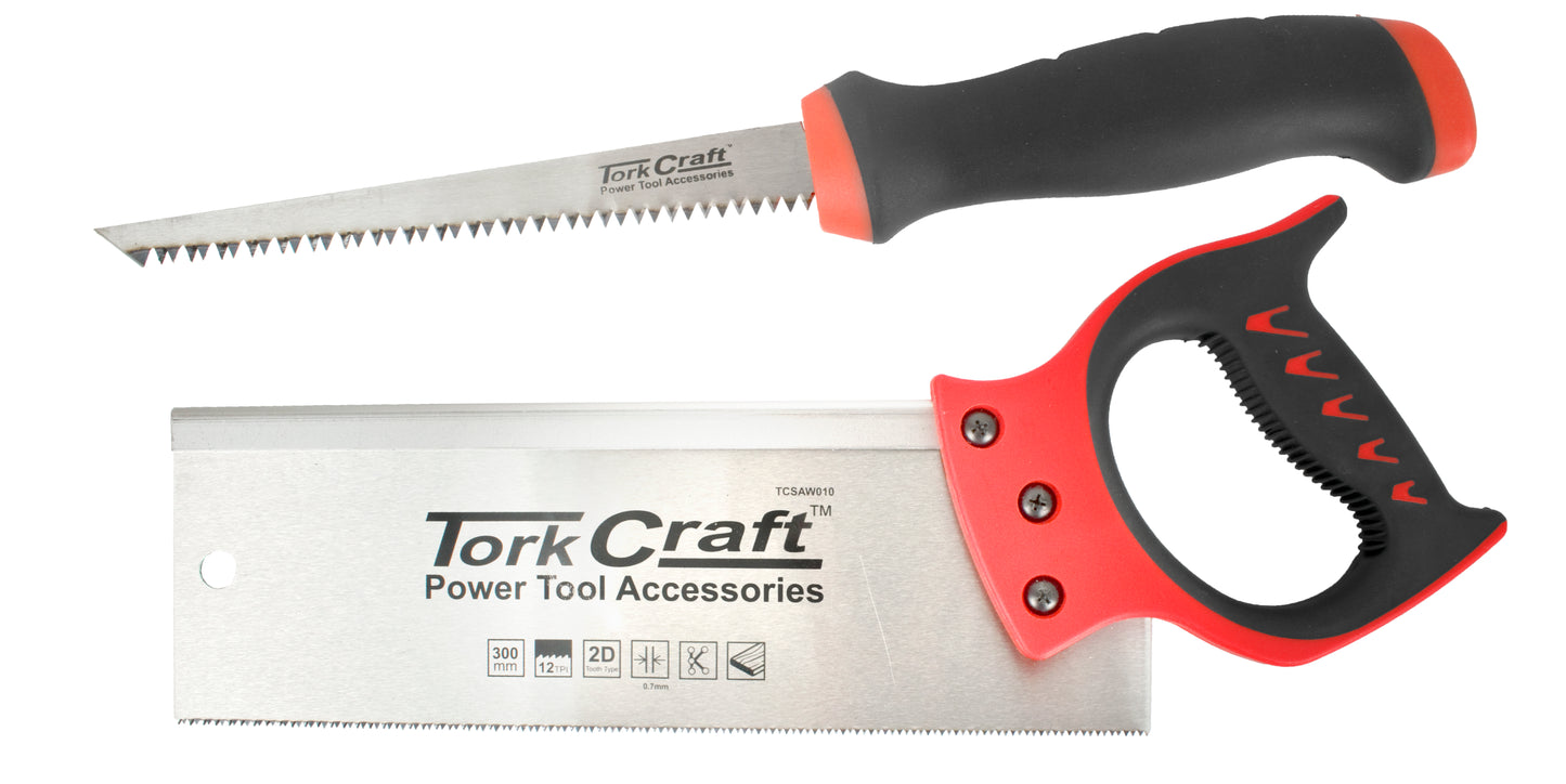 Tork Craft Back Saw 300Mm 12Tpi Tcsaw010 C/W Job Saw 150Mm 7Tpi Tcsaw012
