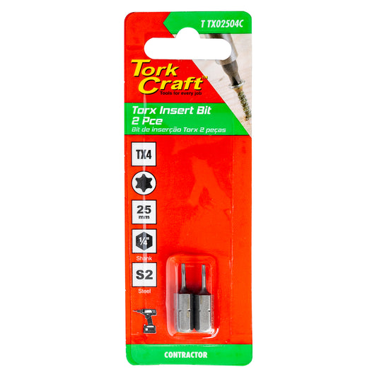 Tork Craft Torx Tx 4 Classic Insert Bit 25Mm 2Pc Carded