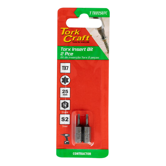 Tork Craft Torx Tx 7 Classic Insert Bit 25Mm 2Pc Carded