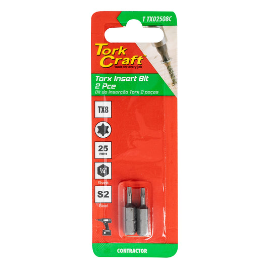 Tork Craft Torx Tx 8 Classic Insert Bit 25Mm 2Pc Carded