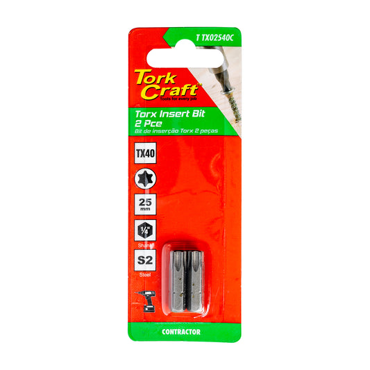 Tork Craft Torx Tx 40 Classic Insert Bit 25Mm 2Pc Carded
